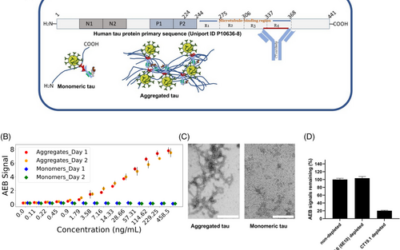 Novel ultrasensitive immunoassay for the selective quantification of tau oligomers and related soluble aggregates.