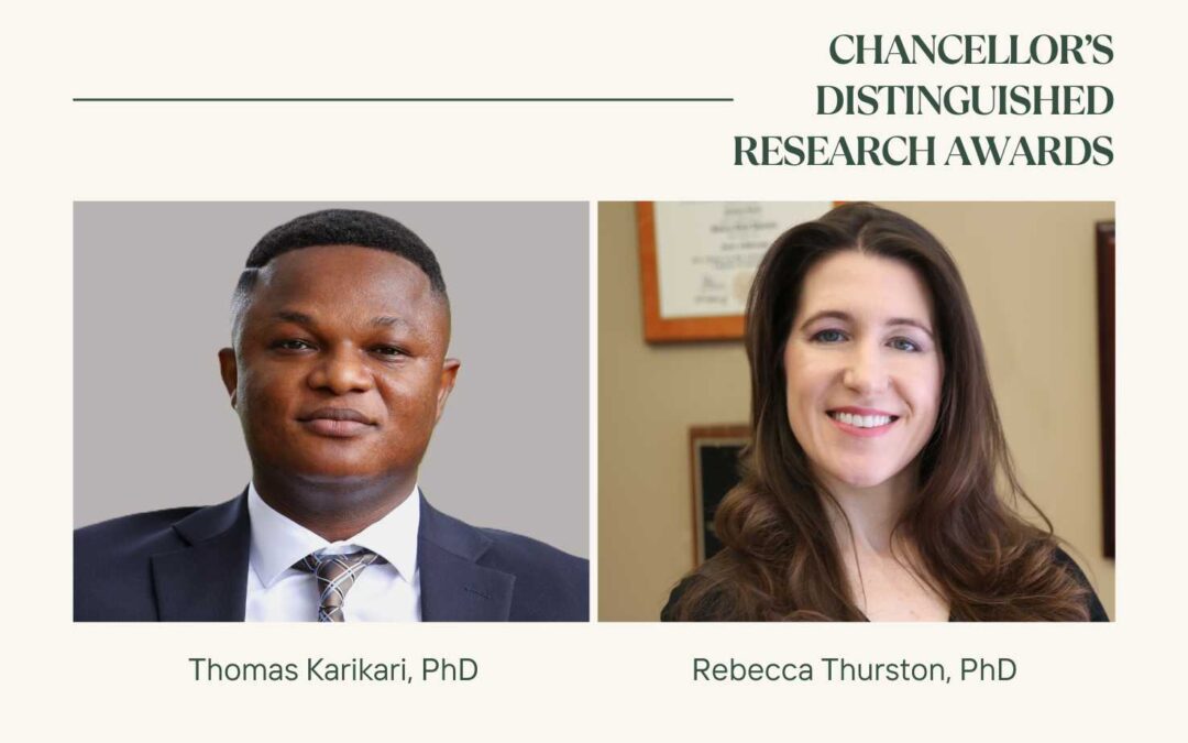 Thomas Karikari, PhD, and Rebecca Thurston, PhD, Receive University of Pittsburgh Chancellor’s Distinguished Research Awards