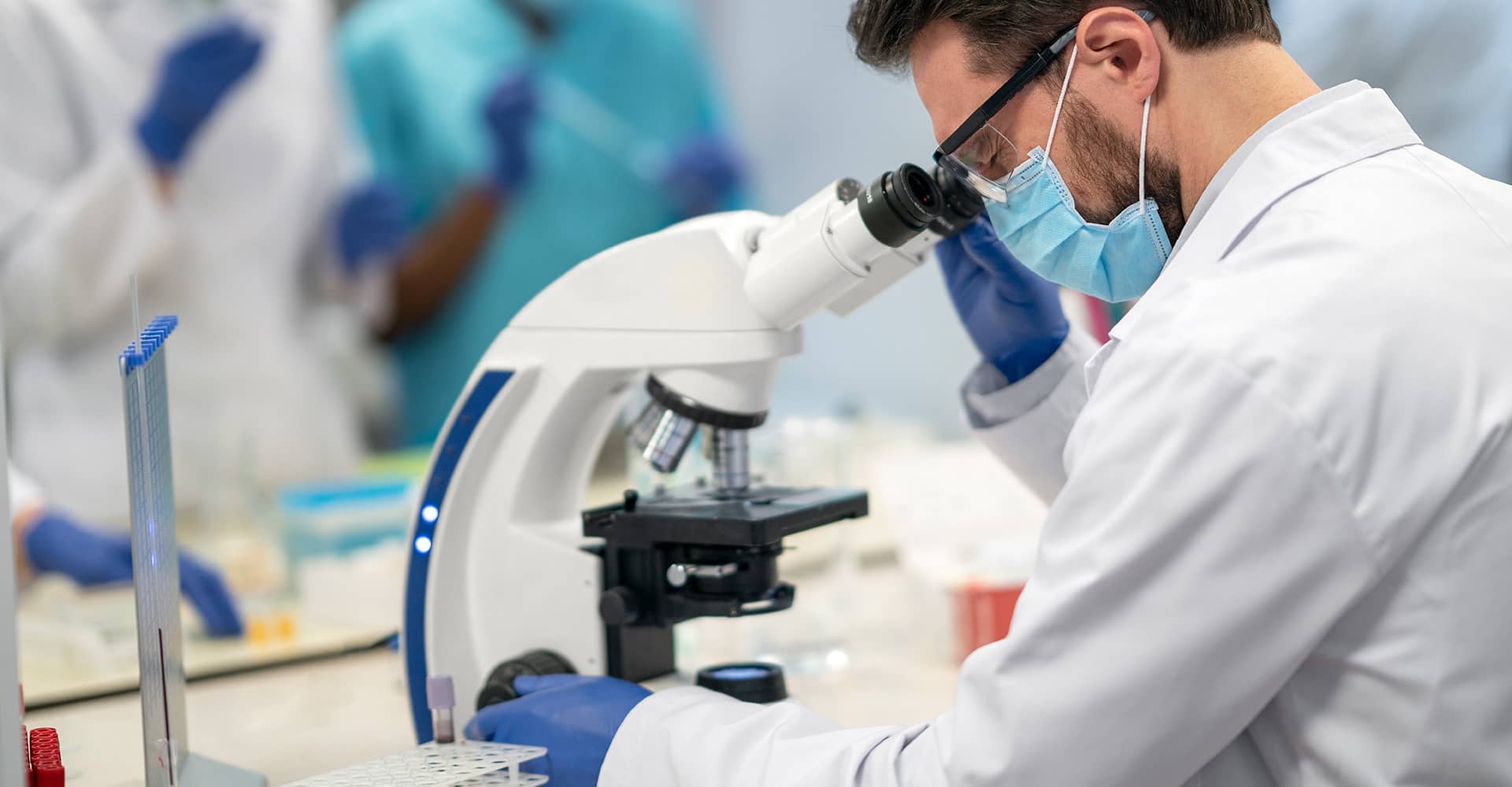 Researcher pipetting